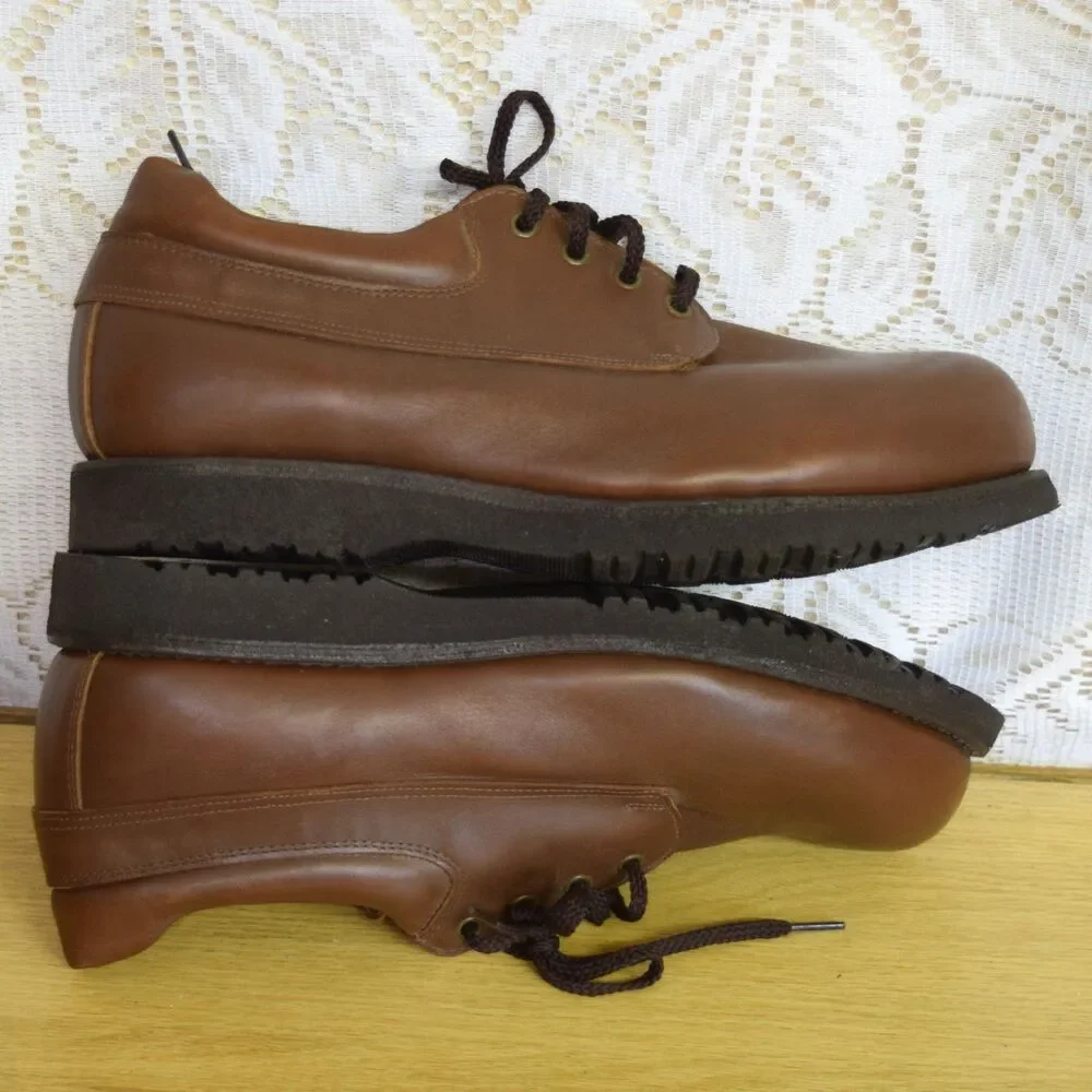 P.W. Minor Orthotic Mens Size 12 Lace Up Brown Leather Shoes Vibram Sole Comfort